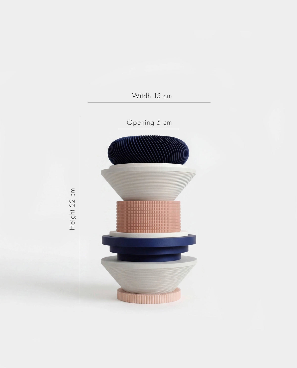 Totem Sculptural Vase - White. Cobalt. Pink