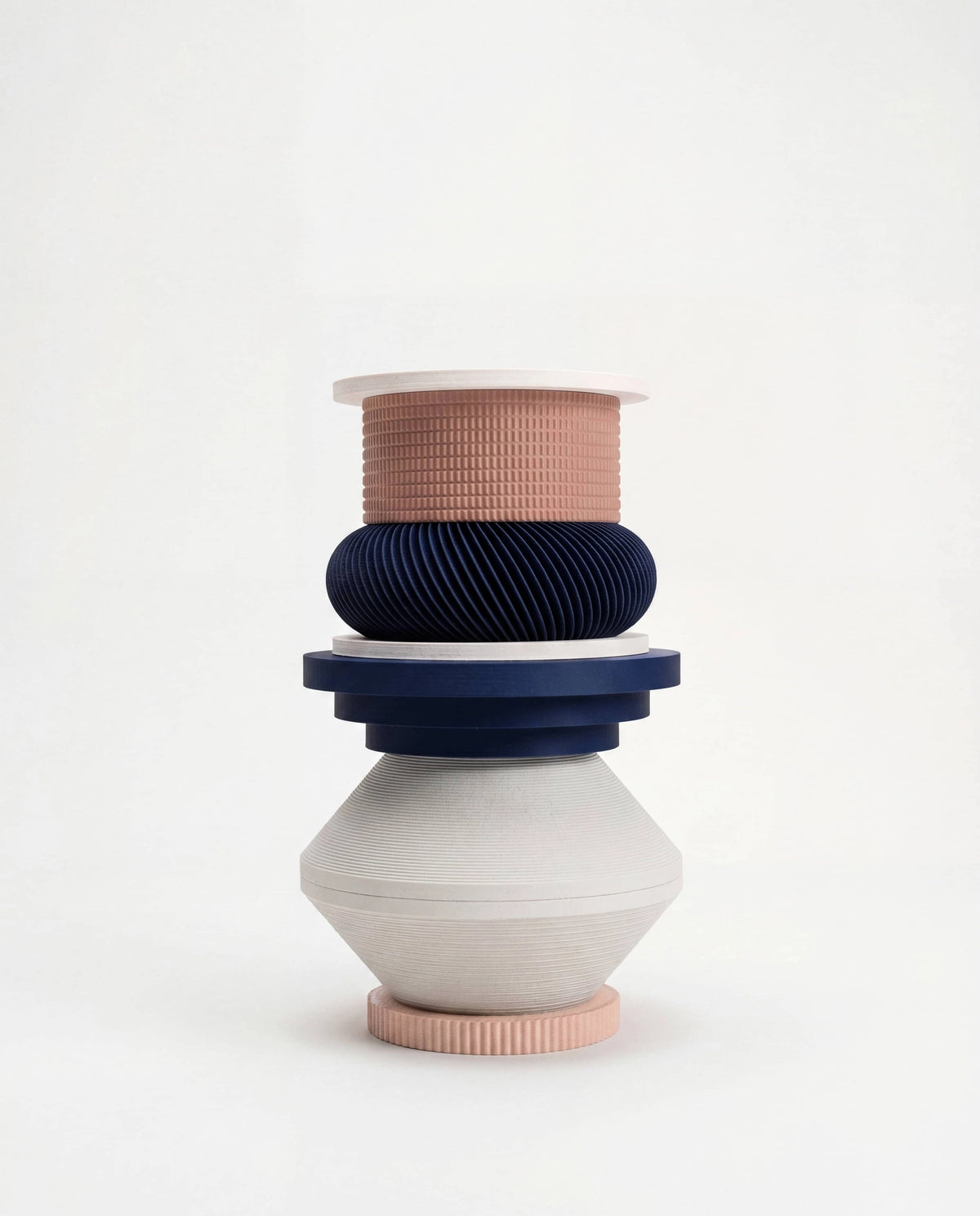 Totem Sculptural Vase - White. Cobalt. Pink