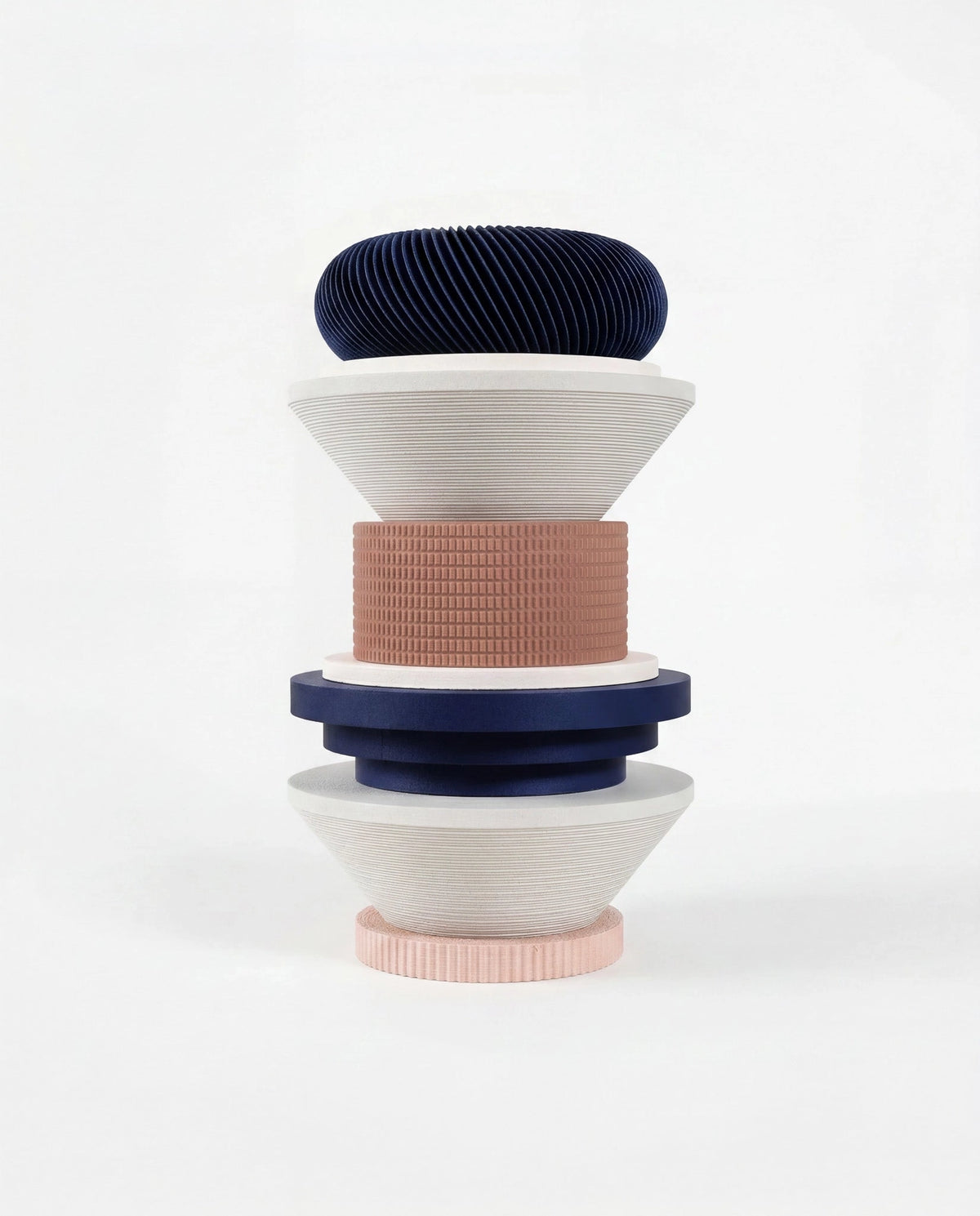 Totem Sculptural Vase - White. Cobalt. Pink