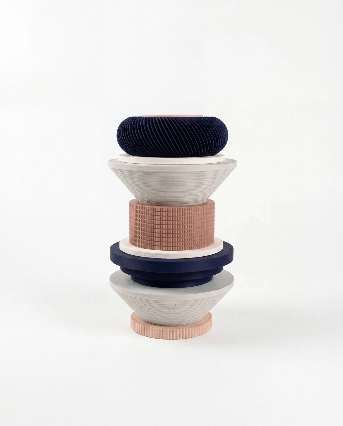 Totem Sculptural Vase - White. Cobalt. Pink